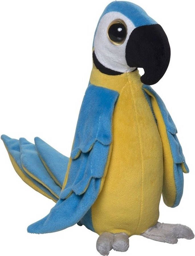 Nature planet Zachte pluche papegaai knuffel blauw 25 cm