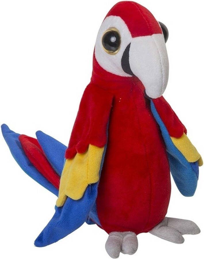 Nature Planet Tropische papegaai knuffel rood pluche 25 cm Vogel knuffels