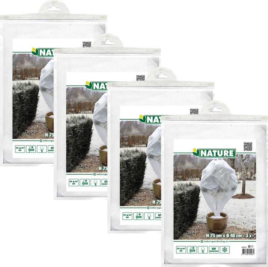 Nature plantenhoes 12x stuks H75 x D48 cm wit anti-vorst planten beschermhoes