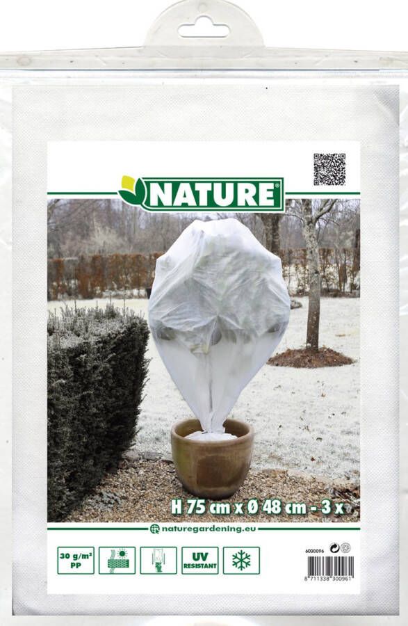 Nature plantenhoes 3x stuks H75 x D48 cm wit anti-vorst planten beschermhoes