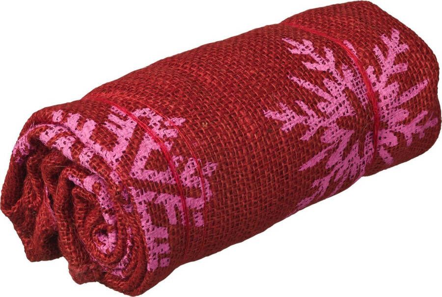 Nature plantenhoes jute H100 x D75 cm rood wintermotief anti-vorst planten beschermhoes