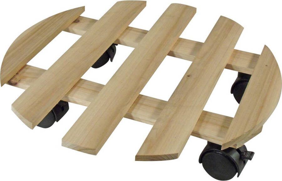 Nature Ronde plantentrolley hout 35 cm Woonaccessoires decoratie Home deco Kamerplanten trolley roller rond
