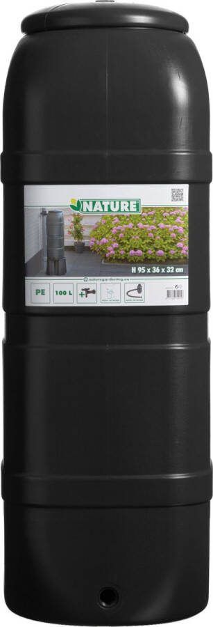 Nature Regenton Slimline 100l Zwart Pe Muurmodel Inclusief Kraan 32x36x96cm