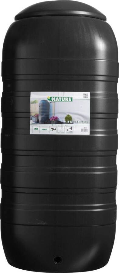 Nature Regenton Slimline Muurmodel 250l Zwart Pe Inclusief Kraan 50x50x121cm