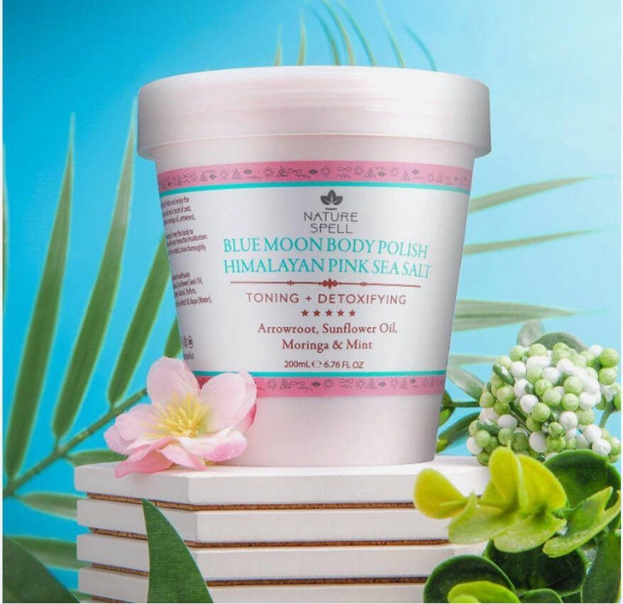 Nature spell Himalayan Pink Sea Salt Body Scrub 200 ml Natural Exfoliation For Body Remove Dead Skin Cells Natural Salt Scrub 100% Vegan