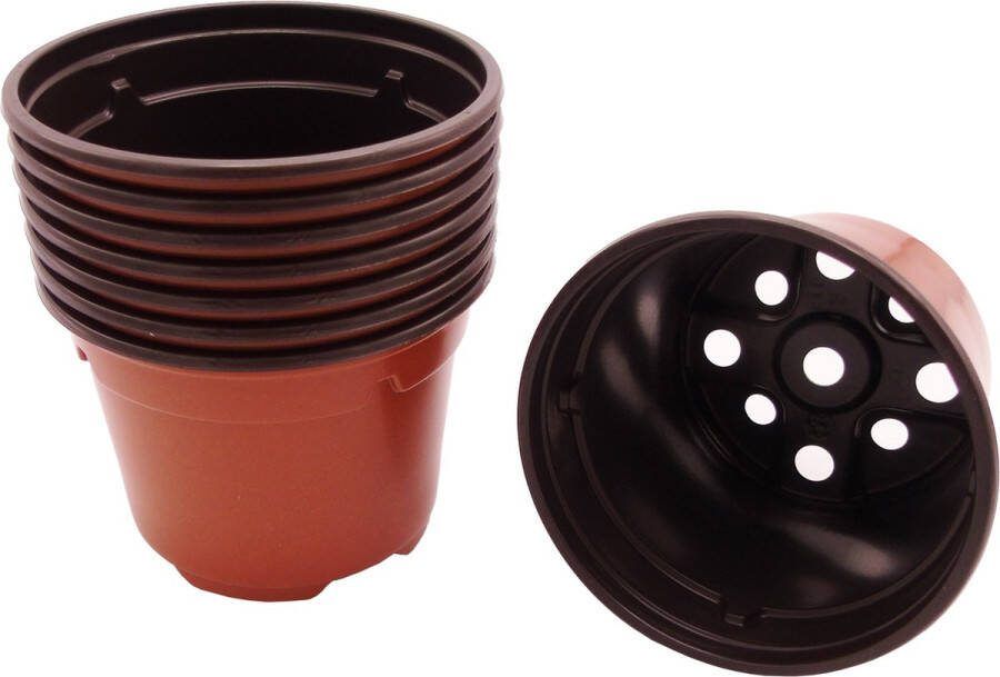 Nature Stekpotjes 8 stuks h7xø9cm zwart kunststof met afwateringsopeningen