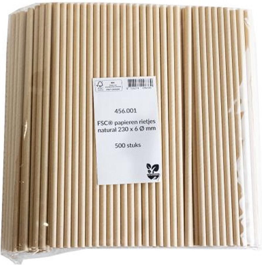 Natureko 5000 stuks FSC papieren rietjes natural 230 x 8 Ø mm