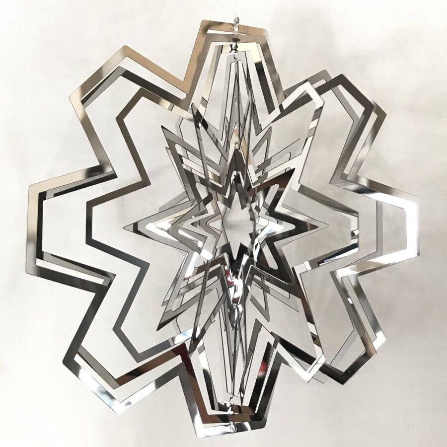 Nature's Melody Cosmo Spinner Sneeuwvlok Snowflake roestvrij staal ca.13cm 5 windspinner