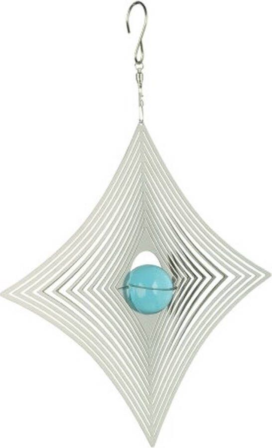 Nature's Melody RVS Windspinner Diamond CS08DI met Blauwe Kogel Ø ca 20cm