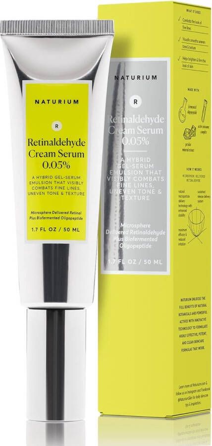 Naturium Retinaldehyde Cream Serum 0.05% Advanced Anti-Aging & Brightening Facial Treatment Potent Face & Skin Care Dagcrème 50ml