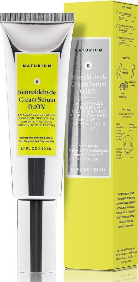 Naturium Retinaldehyde Cream Serum 0.10% Advanced Anti-Aging & Brightening Facial Treatment Potent Face & Skin Care Dagcrème 50ml