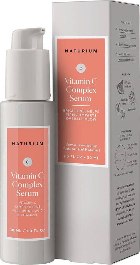 Nature's Holistics Vitamine C-serum voor gezicht verhelderend serum om donkere vlekken fijne lijntjes en rimpels te verminderen anti-aging gezichtsverzorging veganistisch