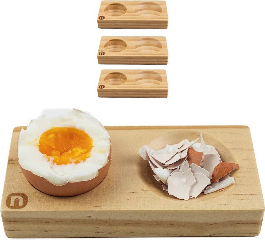 Naturlik Eierdopjes set van 4 van hoogwaardig hout (grenen) Praktisch: nooit meer eierschaalresten op borden of tafel modern uniek design perfect voor elke ontbijttafel
