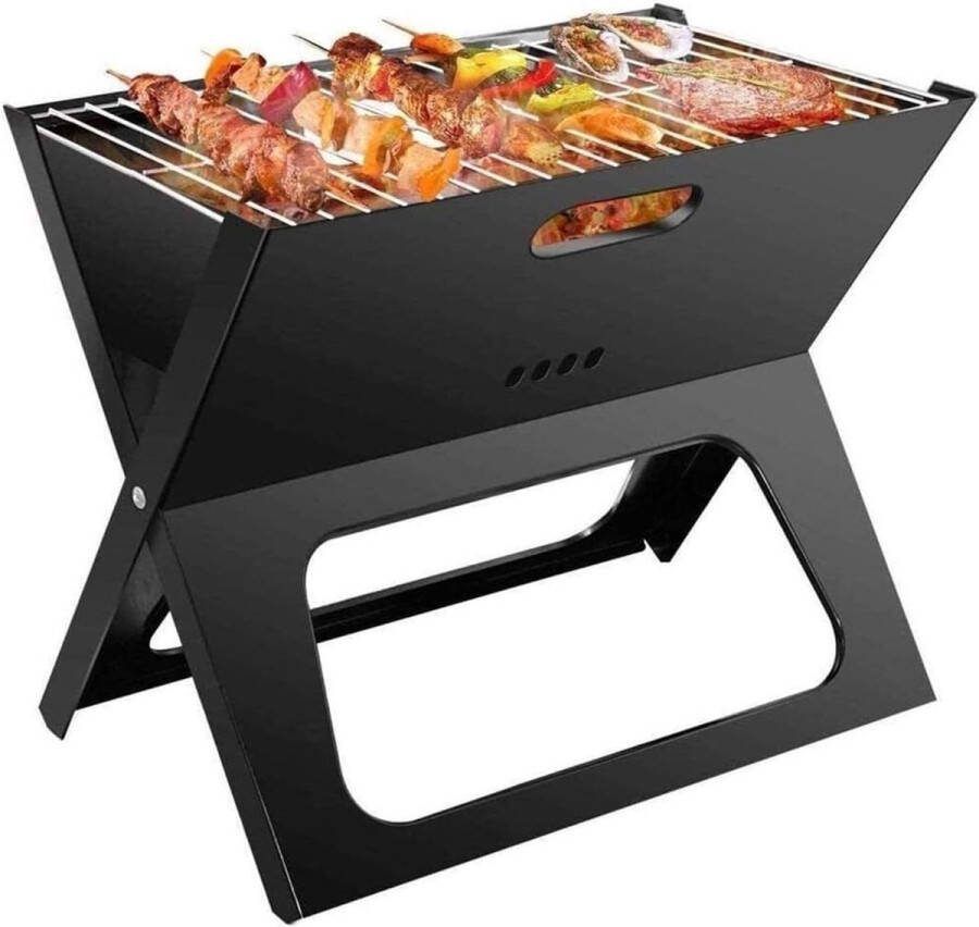 Naturn Living Opvouwbare Barbecue 44 5 X 30 5 X 35 cm BBQ Barbecue Draagbaar Draagbare Barbecue Houtskool Barbecue Opvouwbaar Compact Mini Grill Mat Zwart