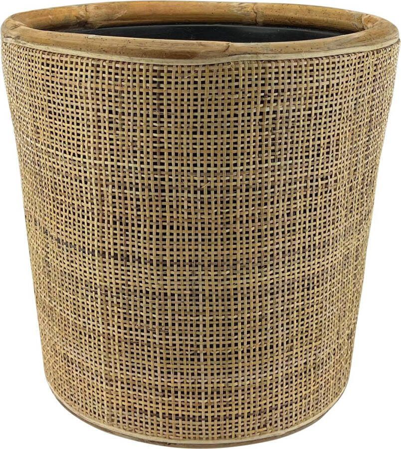 Naturn Living Rotan Drypot Blond ø 42 x 42 cm Duurzame Plantenbak met Gerecyclede Waterdichte Kunststof Binnenkant Bloempotten voor Binnen Plantenmanden Plantenhouder Mand voor Planten Licht Bruin