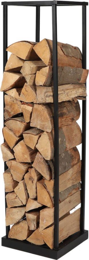 Naturn Living Stevig metalen brandhoutrek voor georganiseerde opslag 31 5 x 31 5 x 115 cm Mat zwart