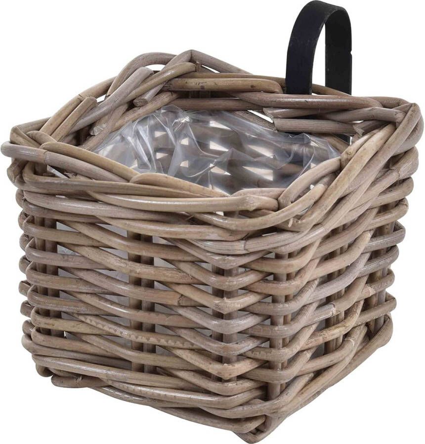 Naturn Living Vierkante Rotan Balkonbak 15 x 15 x 15 cm Balkonbakken met Ophanging Balkon Plantenbak Balkonmand Hangende Balkonbak Balkon Tuinaccessoire Tuinieren Balkon Ophangbak Balkonaccessoire Bruin