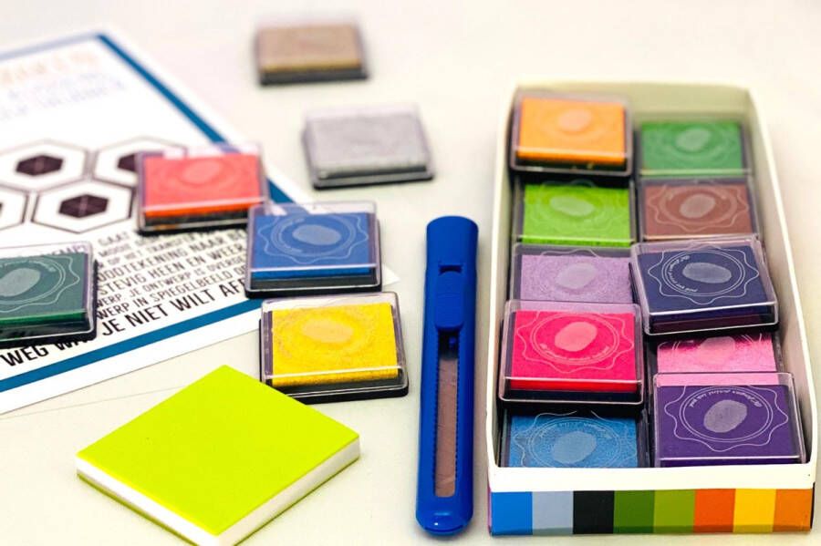 Natuurlijk Angelart Stempel inkt Stempelkussen set met 20 verschillende kleuren Met softrubber en mesje