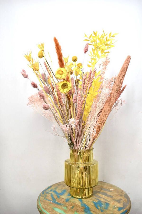 Natuurlijk Bloemen Droogbloemen boeket Yellow Tunes 50 cm