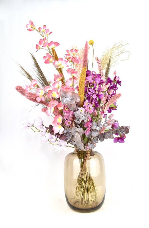 Natuurlijk Bloemen Droogbloemen met zijde bloemen Boeket XL Luxe 80 cm Droogbloemen boeket XL