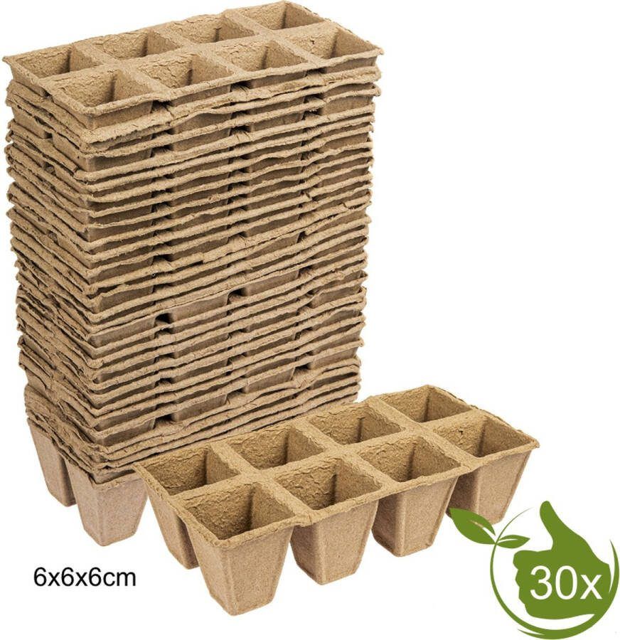 Natuurlijker leven Kweekpotjes Turfpotjes Papieren potjes 8 per tray 6x6x6cm 30 stuks stekpotje