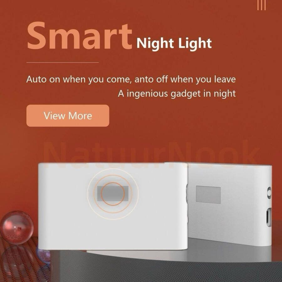 NatuurNook LED Nachtlampje 2 stuks Nachtlampjes Sensor lamp binnen Trapverlichting led bewegingssensor Trapverlichting draadloos Oplaadbaar Wandlamp binnen Kastverlichting- Met Vierkante lens Wit