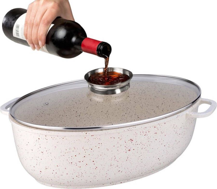 Nava Braadpan Graniet met Deksel Ovaal TERRESTRIAL 8 l 39 5x26 5 cm Ovenschaal Braadslede