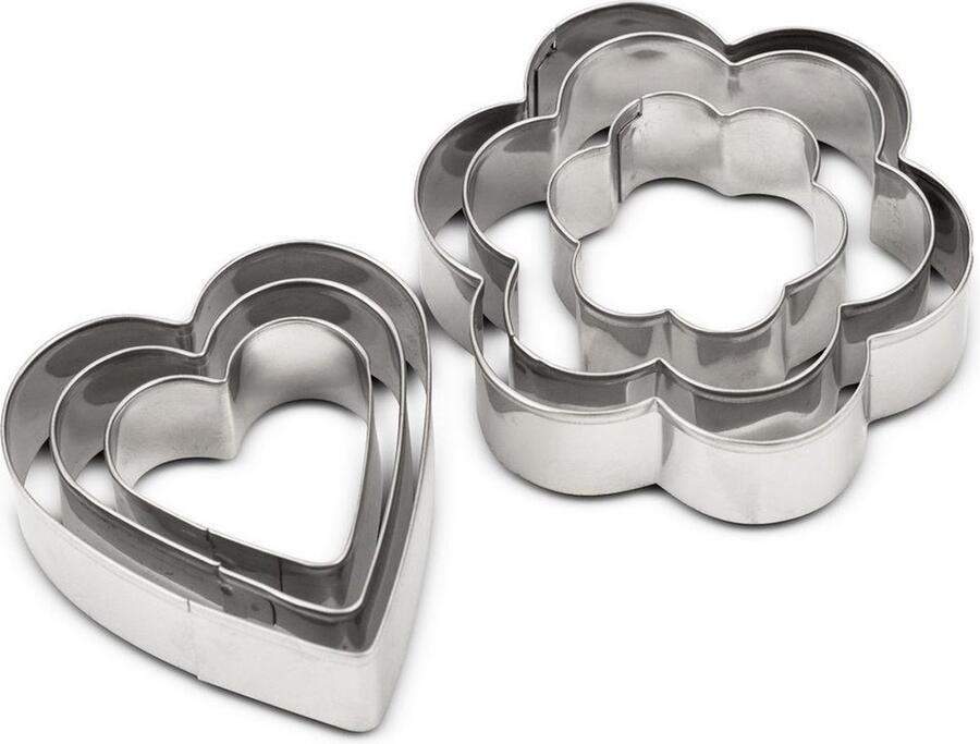 Nava Koekjessnijders Edelstaal Bloem MISTY 3 5-6 5 cm 6 stuks Vormen Uitsteekvorm Cookie Cutter Uitsteekvormpjes Koekjes Bakken Koekjessnijder