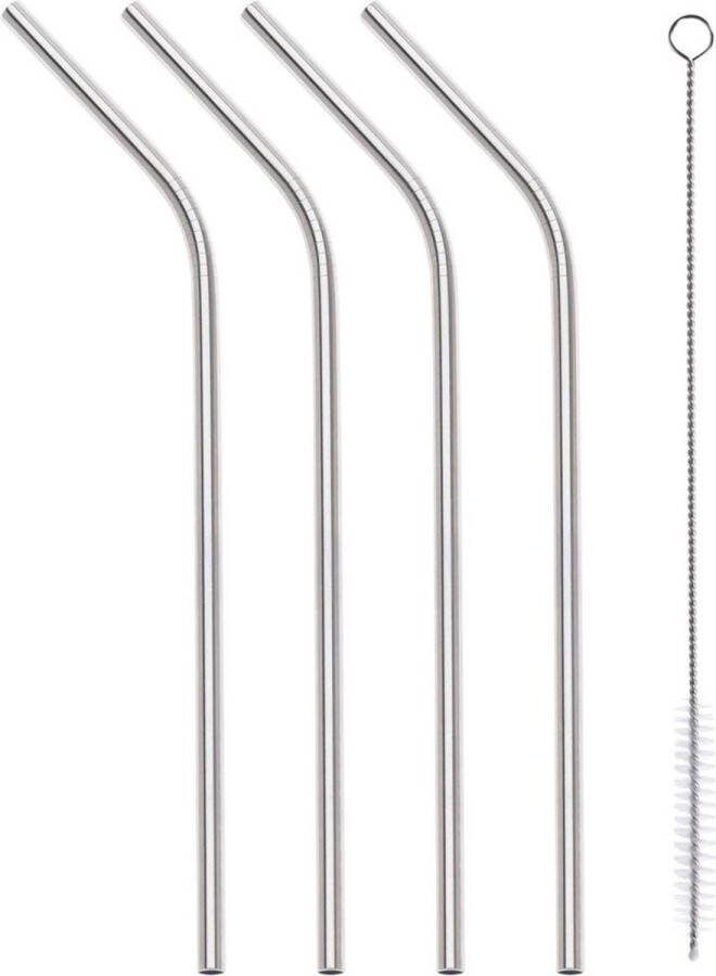 Nava Rietjes met Schoonmaak Borstel Edelstaal ACER 21 cm 5 delig Reinigingsborstel voor Dranken Drinkrietjes
