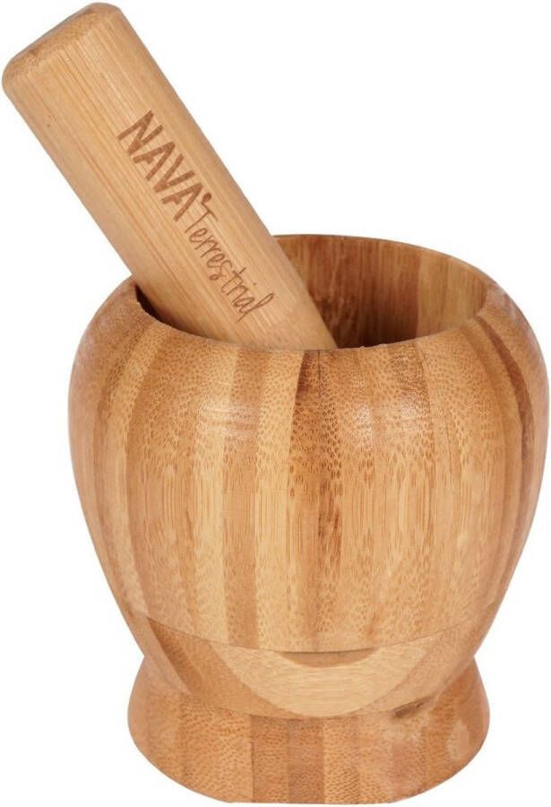 Nava Vijzel met Stamper Bamboe TERRESTRIAL Kruidenvijzel Mortel voor Specerijen en Pesto