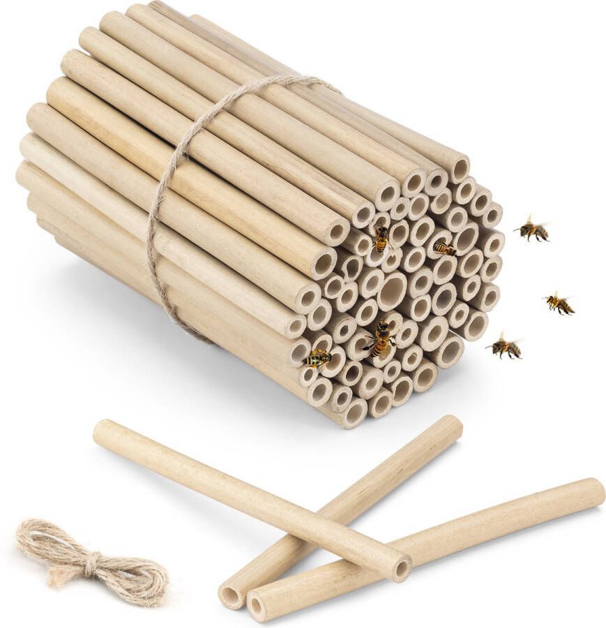 Navaris bamboe nestbuisjes voor bijenhotel Maak je eigen insectenhuis 60 kokers van bamboe Voor bijen hommels en insecten