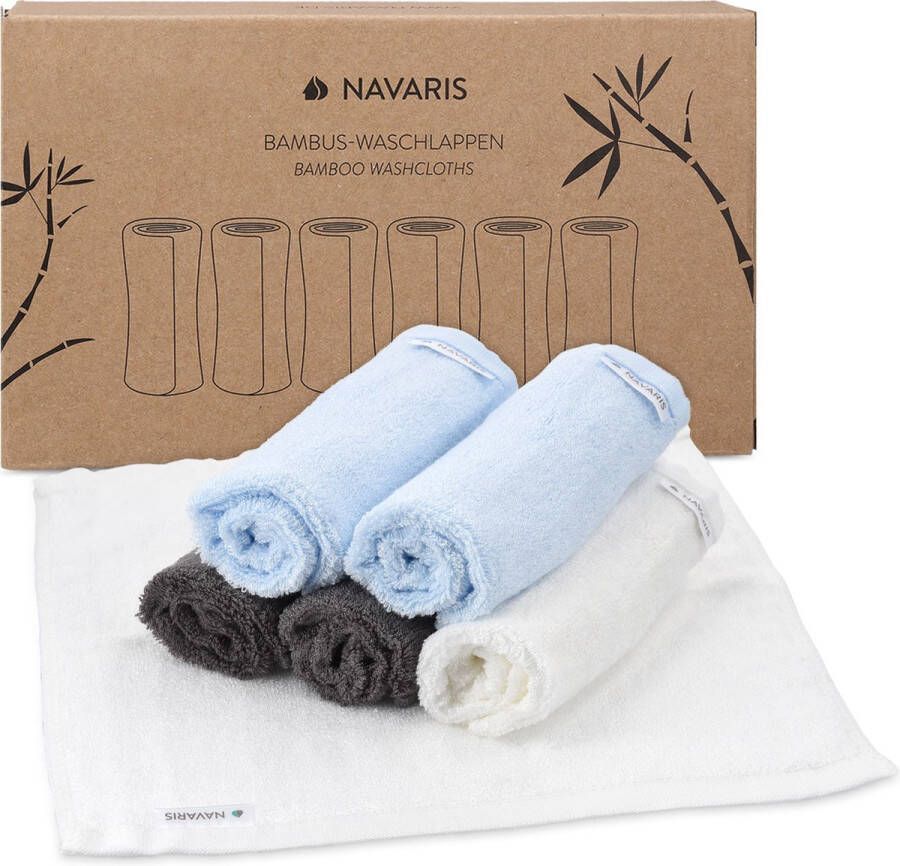 Navaris bamboe washandjes set x6 25 x 25 cm zachte flanellen doekjes voor het verwijderen van make up wassen van gezicht baby's kinderen