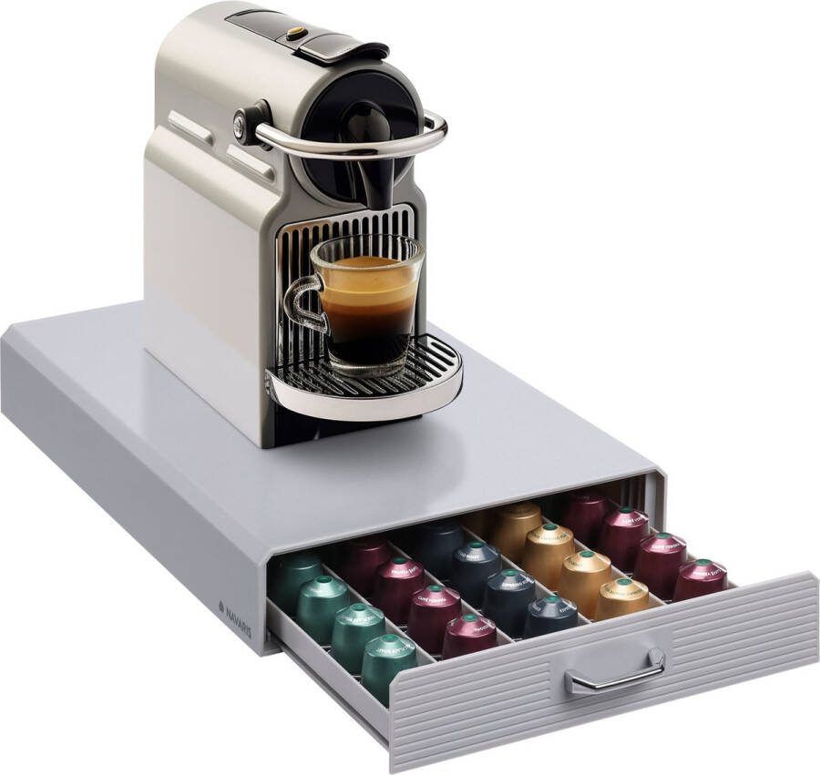 Navaris capsulehouder met lade Houder voor 50 koffiecups Met 5 lades Grijs