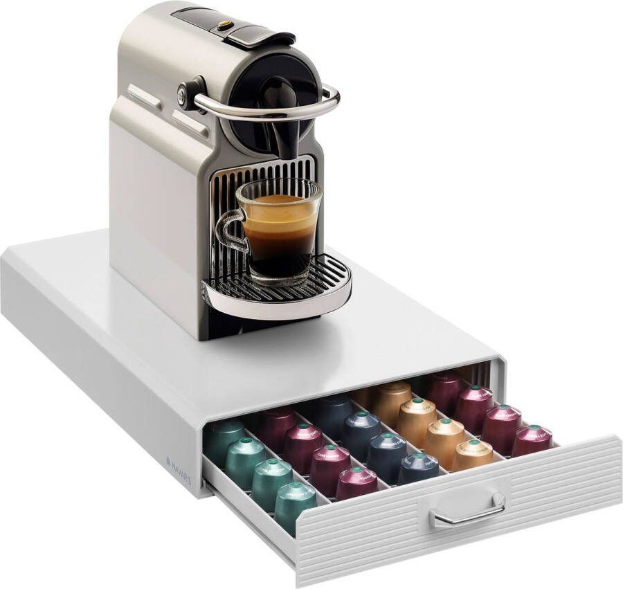 Navaris capsulehouder met lade Houder voor 50 koffiecups Met 5 lades Wit