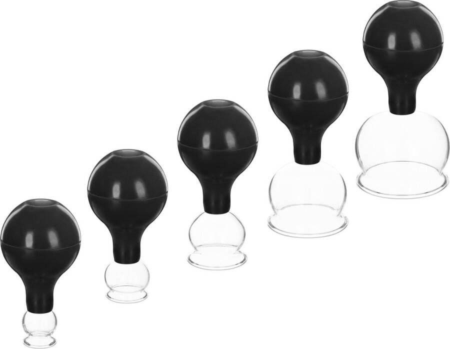 Navaris cupping massageset 5-delig Set van 5 glazen vacuümzuignappen voor het masseren van gezicht benen armen of rug Zuignapmassage Mintgroen