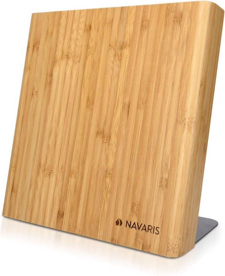 Navaris Houten magnetische messenhouder universeel houten magnetisch blok & organizer voor messen scharen keukenbestek bamboe messenblok 23 x 22 5 cm