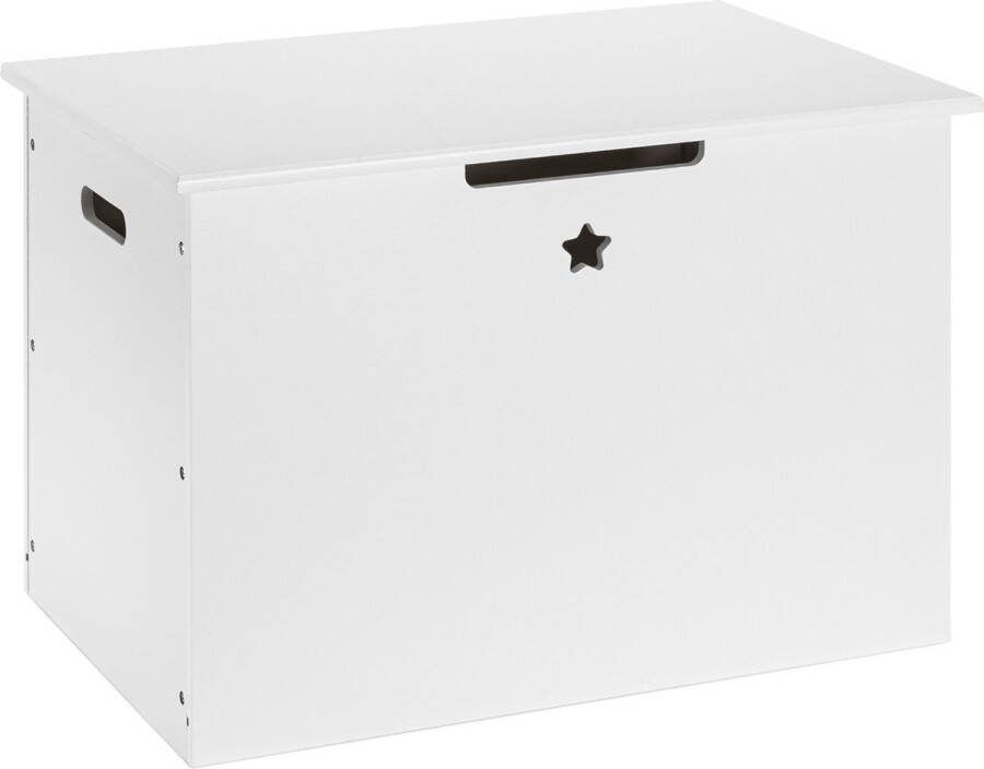 Navaris houten speelgoedkist met deksel 60x38x42 cm Houten opbergbank voor de kinderkamer Wit