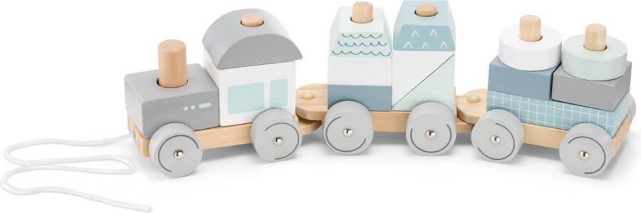 Navaris houten trein voor peuters Speelgoedtrein van hout met blokken Peuterspeelgoed Decoratieve trein 17 delen