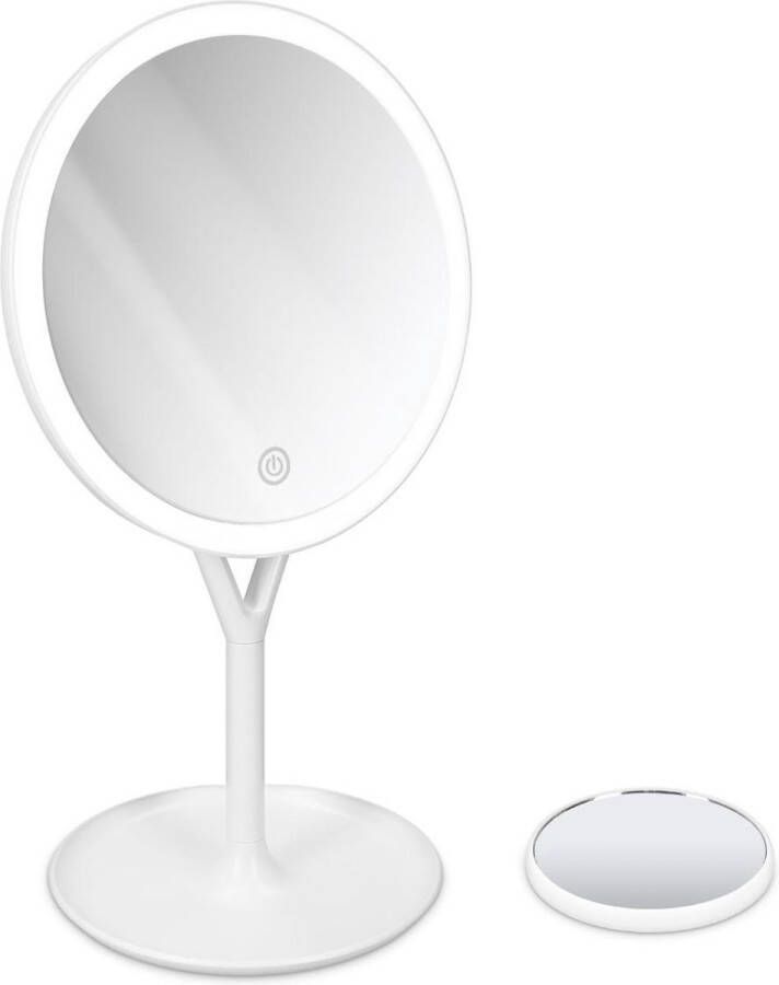 Navaris LED make-up spiegel met 5x vergrotingsspiegel make-up spiegel set make-up spiegel verlicht in wit