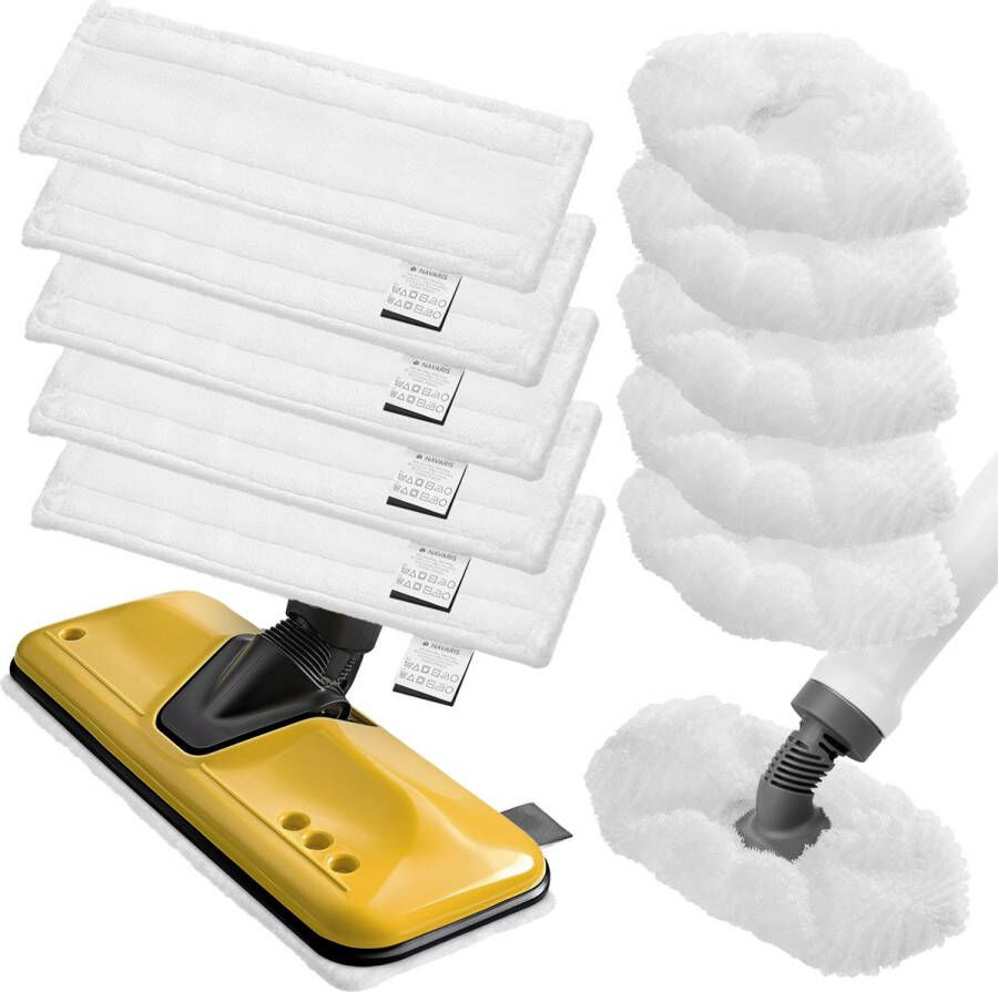 Navaris microvezeldoekjes voor stoomreiniger 5 vloerstomer en 5 handstomer pads Compatibel met Kärcher EasyFix SC2 SC3 SC4 SC5 Huisreiniging