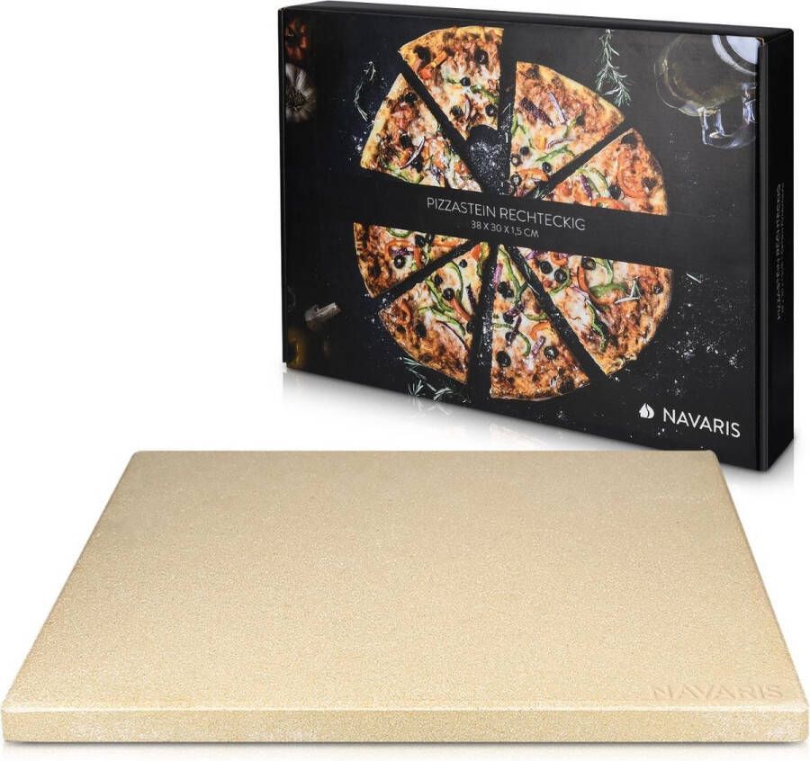 Navaris pizzasteen voor oven XL Pizzabakplaat van natuursteen voor oven of barbecue Inclusief receptenboek Rechthoekig 38 x 30 x 1 5cm