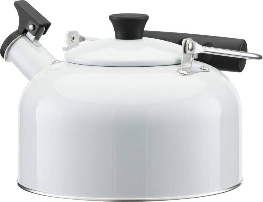 Navaris traditionele fluitketel inductie en gas 2 8 Liter Handvat dat koel blijft Roestvrij staal en aluminium theepot Wit