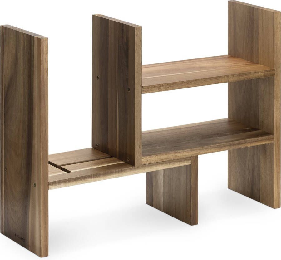 Navaris verstelbare houten bureau-organizer Aanpasbare opruimmodule voor op je bureau Opbergplanken voor op bureau Acacia