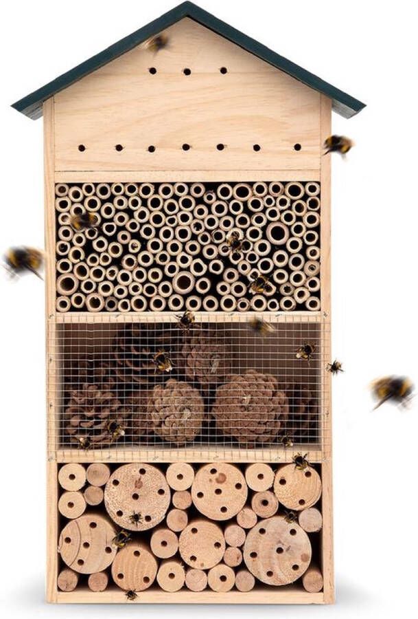 Navaris XL insectenhotel 38 x 11 5 x 57 cm Insectenhuis van bamboe en hout Nestplaats voor bijen vlinders en lieveheersbeestjes