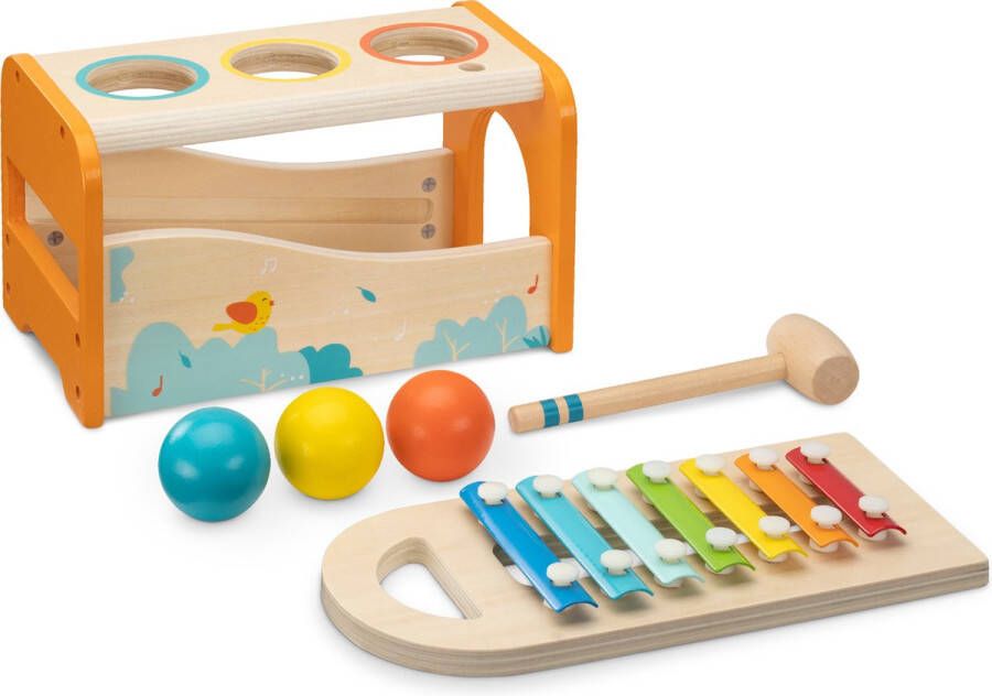 Navaris xylofoon hamerspel voor 1 jaar Speelgoedxylofoon voor kinderen Muziekinstrument Houten speelgoed voor jongens en meisjes vanaf 18 maanden