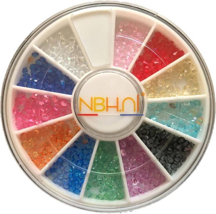 NBH Nail art tools Steentjes Set 12 verschillende kleuren
