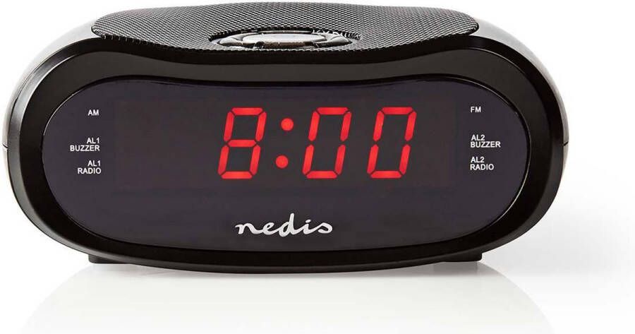 Nedis Digitale Wekkerradio LED-Scherm Tijdprojectie AM FM Snoozefunctie Slaaptimer Aantal alarmen: 2 Zwart