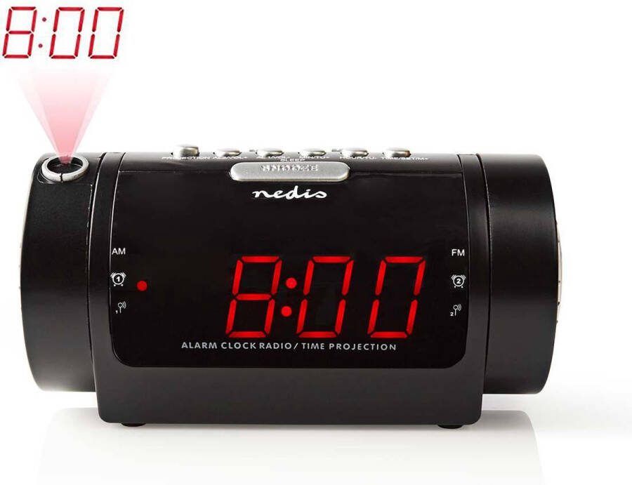 Nedis Digitale Wekkerradio LED-Scherm Tijdprojectie AM FM Snoozefunctie Slaaptimer Aantal alarmen: 2 Zwart