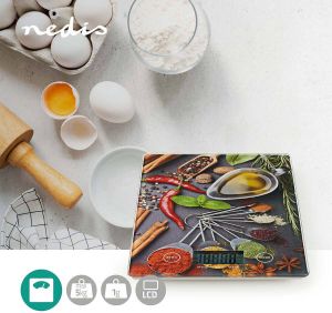Nedis Keukenweegschaal | Digitaal | Glas Kunststof | Multicolour