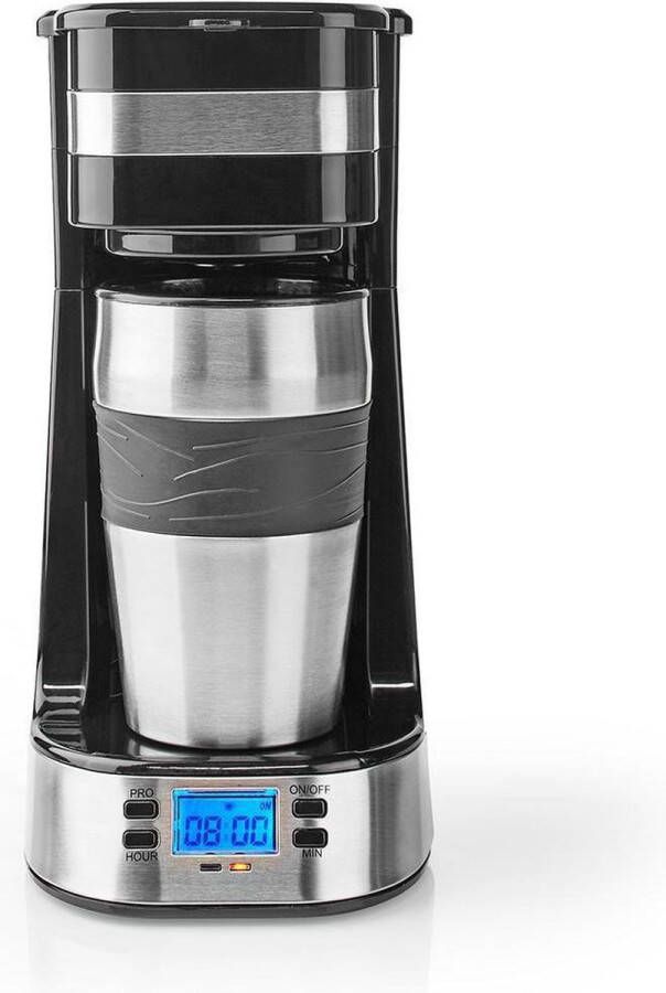 Nedis Koffiezetapparaat | Maximale capaciteit: 0.4 l | Aantal kopjes tegelijk: 1 | Timer schakelaar | Zilver Zwart